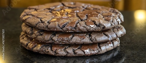 Fototapeta Delicious Triple Stack Chocolate Chunk Cookies