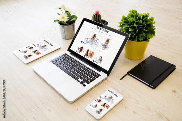 Fototapeta devices and plants blog