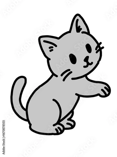 Fototapeta cute cat illustration line art. with basic color