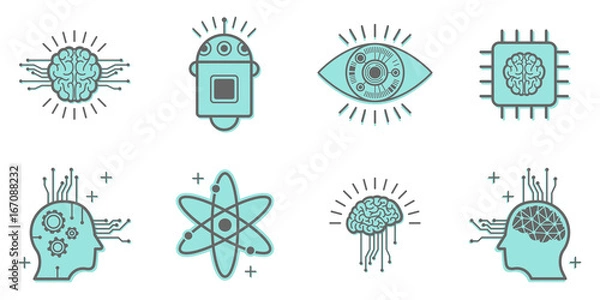 Fototapeta Artificial intelligence icons set