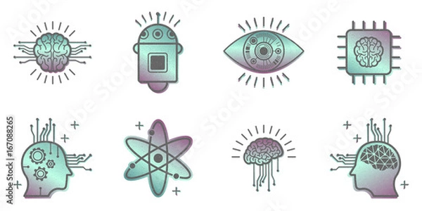Fototapeta Artificial intelligence icons set