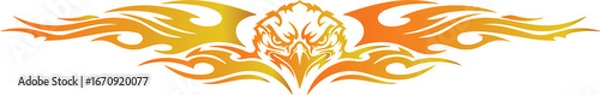Fototapeta dynamic racing flame decals and speed stripes in orange and red for vehicle customization and sports graphics, eegle head