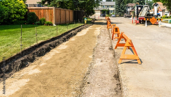 Obraz Sidewalk replacement and widening construction work