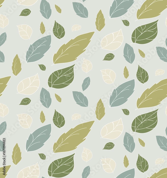 Obraz Vector, seamless green background with leaves