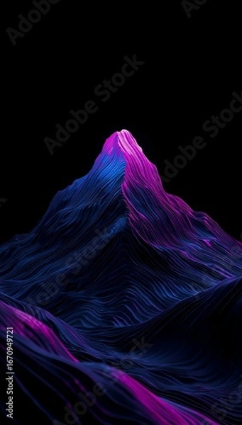 Obraz Abstract Mountain Peak with Neon Waves