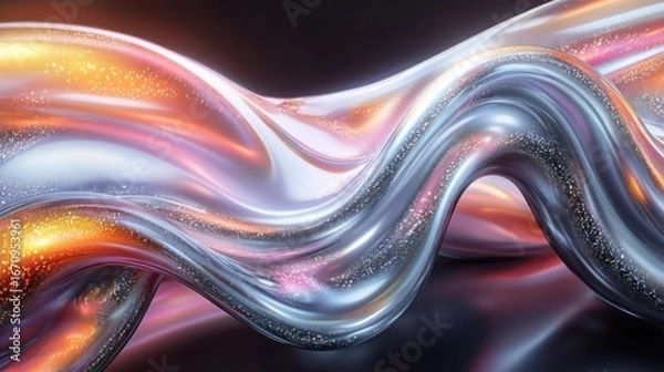 Obraz Abstract flowing shapes with vibrant colors and a glossy texture.