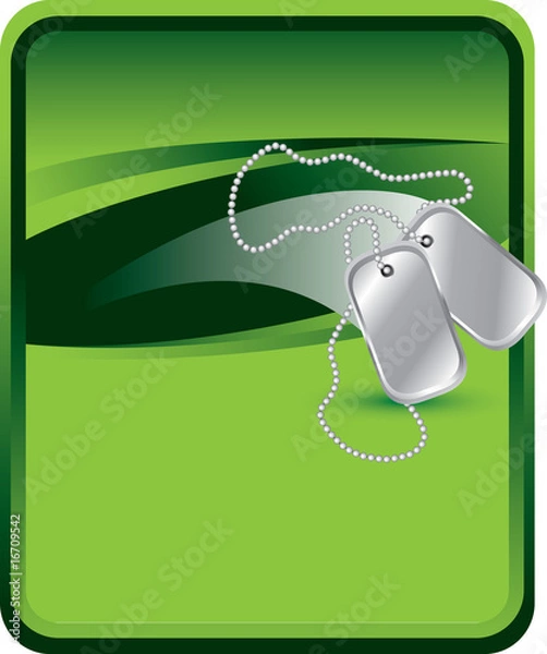 Obraz Dog tags on green background