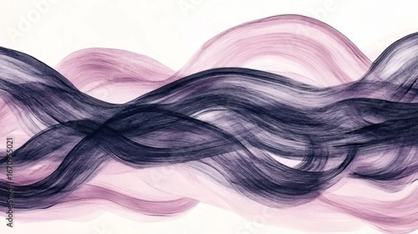 Fototapeta Abstract flowing lines in shades of purple and black, creating a dynamic visual rhythm.