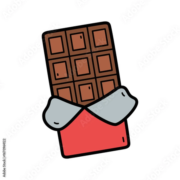 Fototapeta Delicious Chocolate Bar Wrapped in Red Packaging