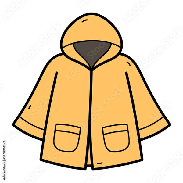 Fototapeta Bright Yellow Raincoat with Hood and Pockets