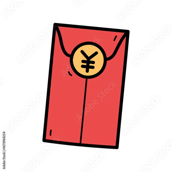 Fototapeta Red Envelope with Yen Symbol for Financial Celebrations