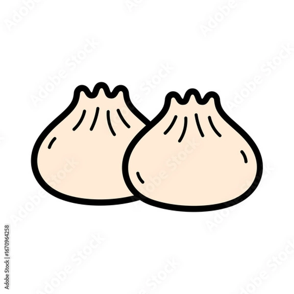 Obraz Delicious Dumplings on a White Background