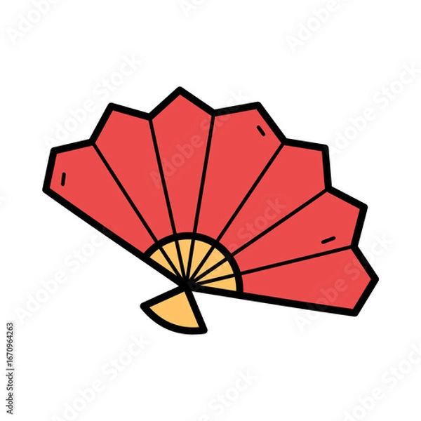 Fototapeta Vibrant Red Decorative Fan with Elegant Design