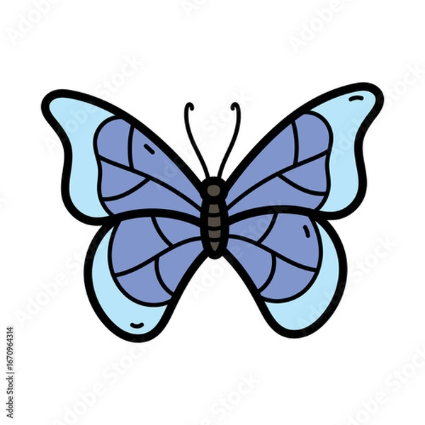 Fototapeta Colorful Butterfly Illustration with Blue Wings