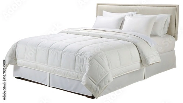 Fototapeta white bed with pillows