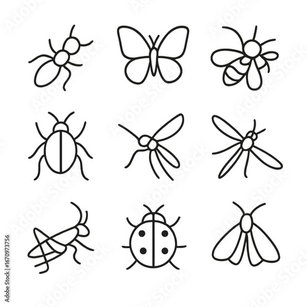 Fototapeta Bug and Insect Line Icons