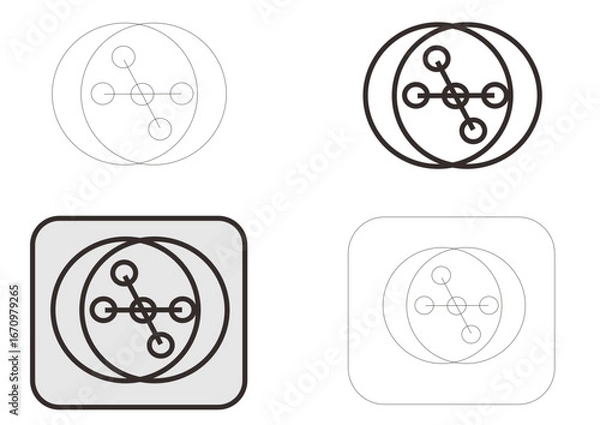 Fototapeta Set of four abstract circular icons representing a core concept, possibly related to communication or networks