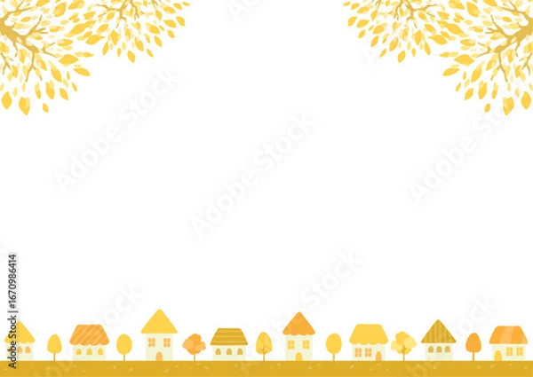 Obraz シンプルな秋の町並みイラスト