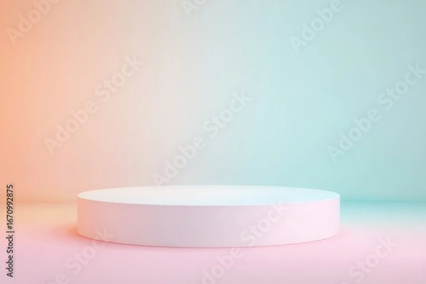 Fototapeta Minimalist platform showcases soft color gradient, perfect for p