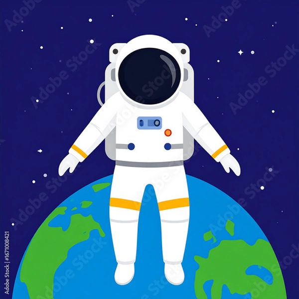 Fototapeta Astronaut above earth illustration