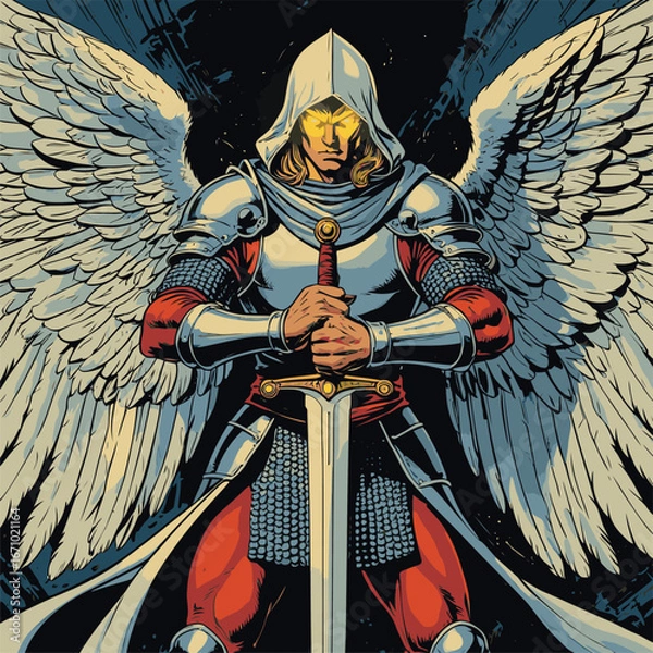 Fototapeta vector of winged warriors holding swords