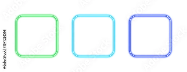 Obraz Collection of glowing neon square frame elements