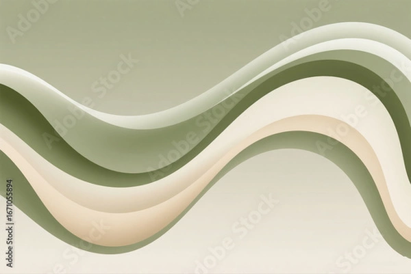Obraz Minimal Green Beige Wave Design