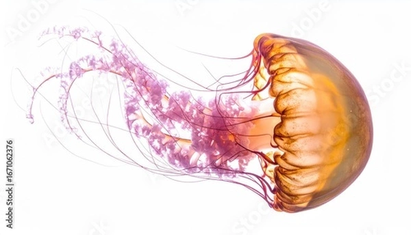 Obraz An ethereal jellyfish floats gracefully in the ocean depths.