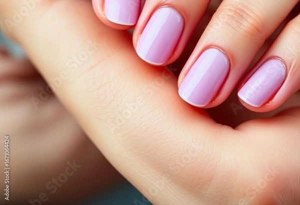 Obraz Close-up of hands with a fresh manicure, showcasing healthy nails and skin, glamour, healthy