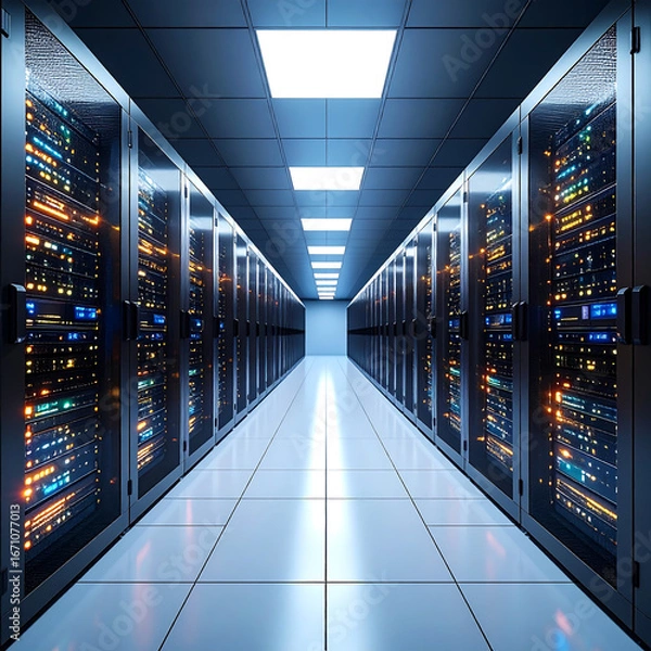 Fototapeta Modern server room interior design