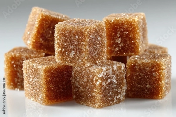 Fototapeta Brown sugar cubes, close-up