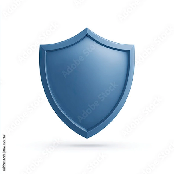 Obraz Blue shield icon with smooth surface and glossy finish