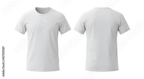 Fototapeta Front and back view of a plain white short-sleeved t-shirt.