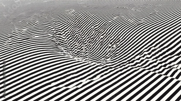 Fototapeta Abstract black and white striped pattern with wavy texture.