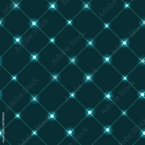 Fototapeta A stylish seamless pattern with glowing string lights on a dark background, perfect for holiday cards, invitations, and seasonal designs.