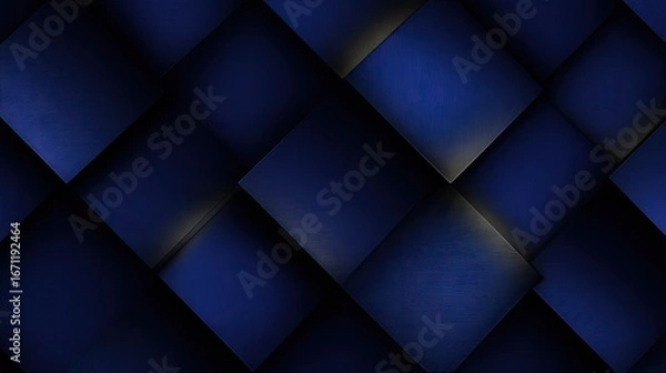 Fototapeta Abstract pattern of overlapping dark blue squares.