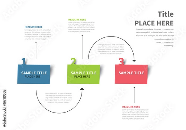 Fototapeta Colorful Three Step Infographic Layout