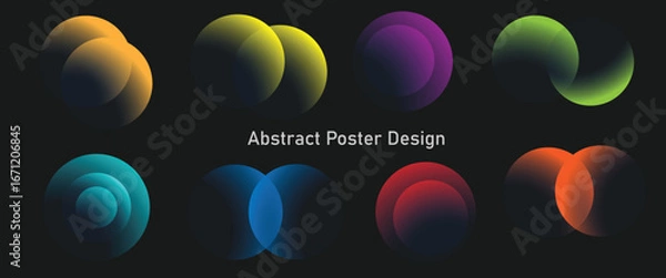 Fototapeta Futuristic abstract poster with color gradient round shapes. Abstract background with soft colored spheres for poster, wallpaper, design purpose.