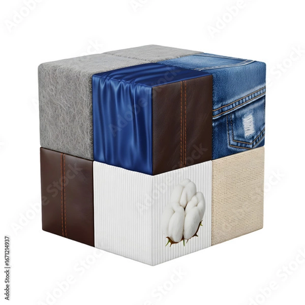 Fototapeta Cube with diverse textured surfaces and abstract patterns showing material variety