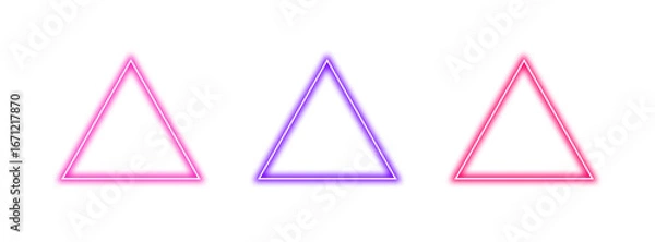 Fototapeta Collection of colorful glowing neon triangle frames