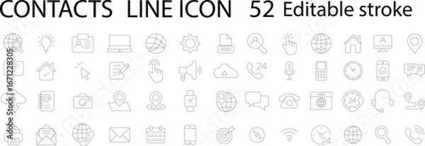 Fototapeta Contacts Line Icon icon set. Editable stroke.	