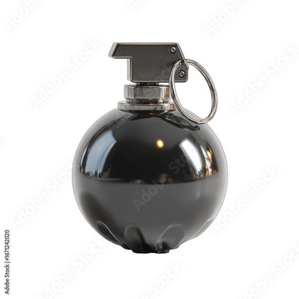 Obraz Black, spherical hand grenade, metallic cap and ring