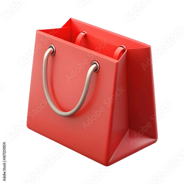 Fototapeta Red Shopping Bag 3D Render for Retail Sales and Consumer Purchase Promotion