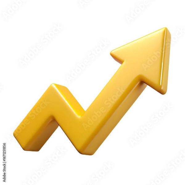 Fototapeta Golden Arrow Ascending Trend Symbolizing Growth and Progress on Transparent Backdrop