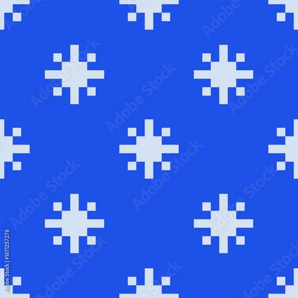 Obraz 8 bit seamless pattern with abstract elements. Pixel background with square snowflakes. Brutalist 8-bit cross print. y2k aesthetics
