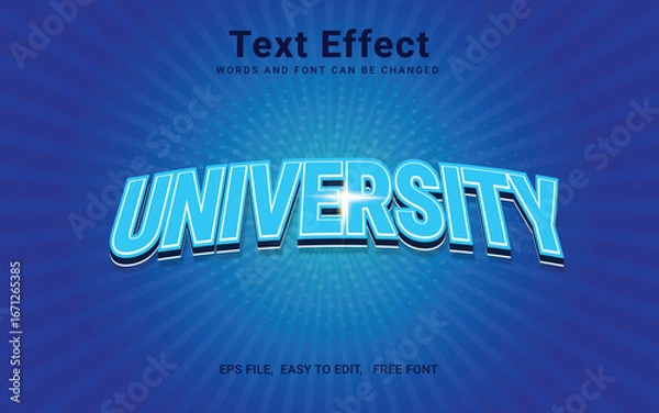Obraz Editable University Text Effect Vector Graphic