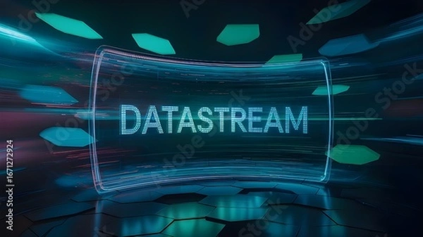 Fototapeta Experience the future of data flow with this dynamic digital datastream concept, perfect for tech presentations and futuristic themes