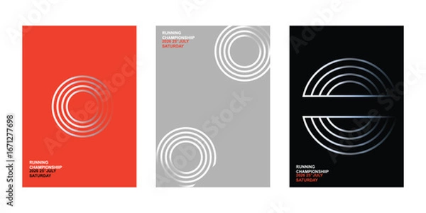 Obraz Modern gradient poster on orange black red ash background vector set. Cover template with geometric shape different . Modern cover Design for wall art, flyers, brochures, board social medi web banners