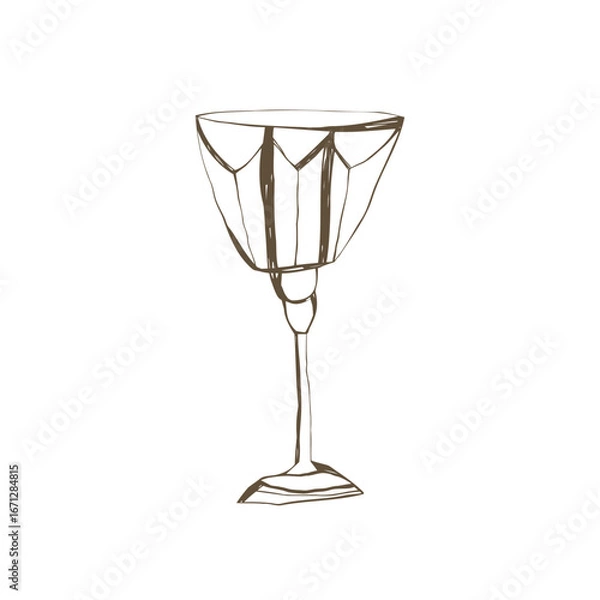 Fototapeta Hand drawn goblet in simple sketch style for gothic party feast decor poster and card design