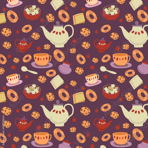 Fototapeta tea cookies pattern  